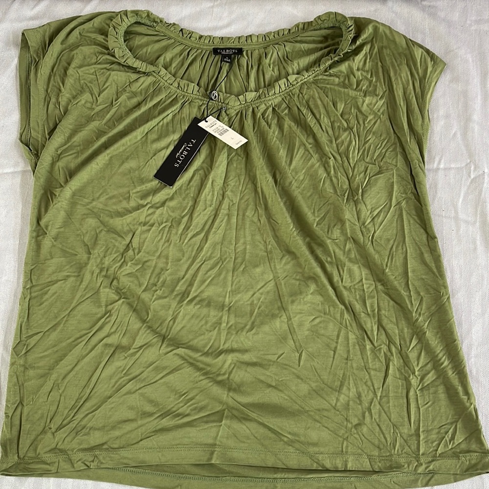 Talbots green scoop neck loose short sleeve NWT